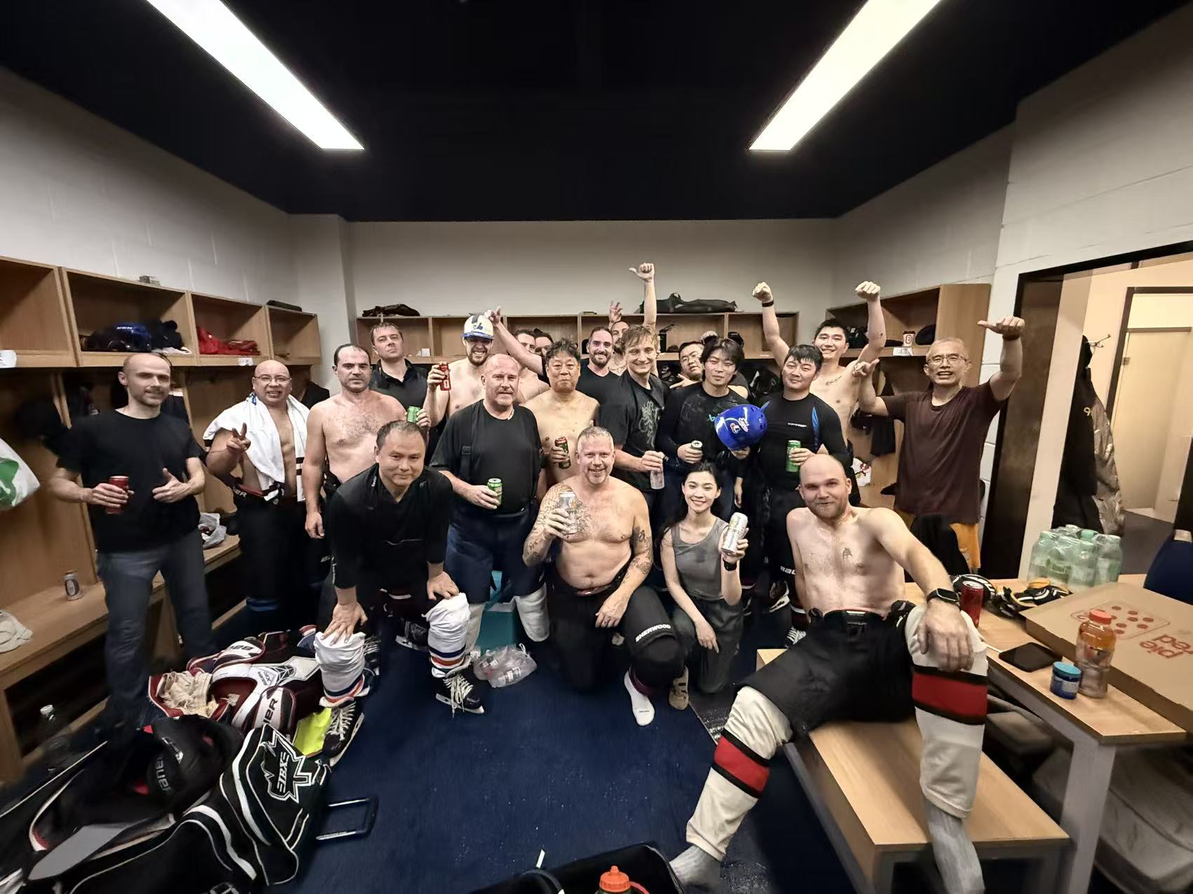 Revs and Expos Week 1 locker-room photo